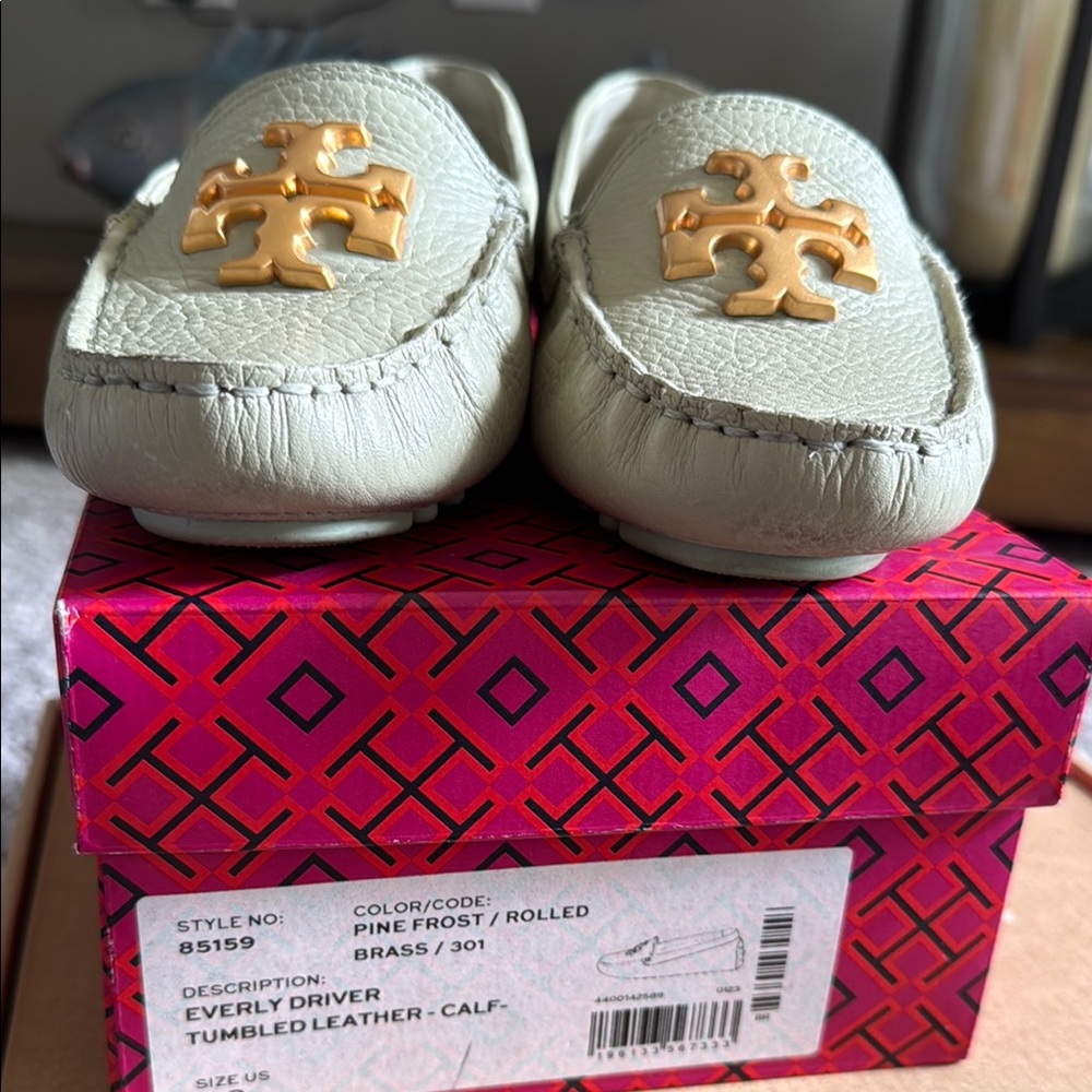 Tory Burch Pine Frost Loafers with Gold Accents